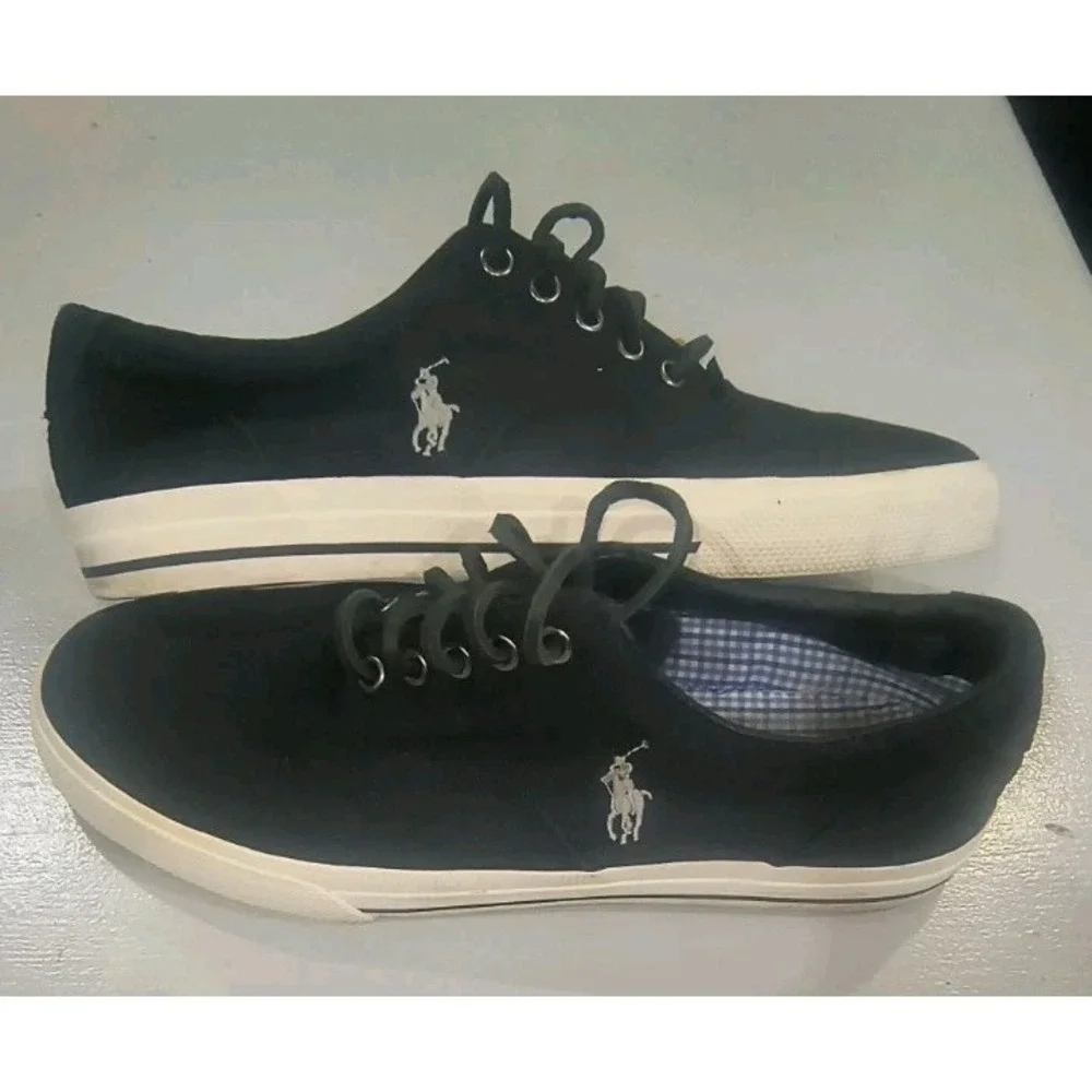 Polo Ralph Lauren Vaughn Canvas Suede Shoes Men's 10 D Boat Comfort Black